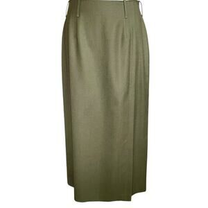 J. McLaughlin for Sanyo Olive Green 100% Wool Midi/Maxi Straight Skirt Size 14